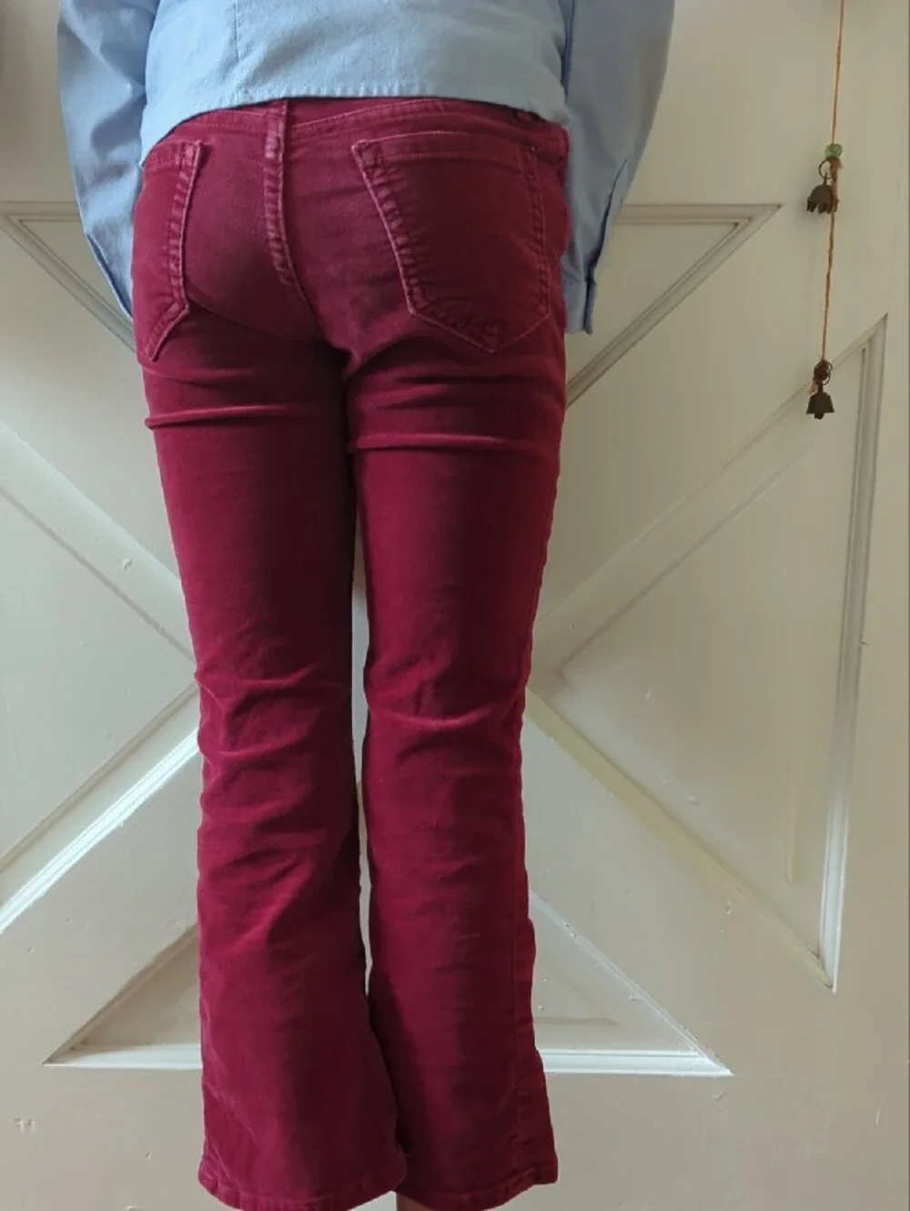 Girls  Burgundy Stretch Corduroy Flare Jeans
